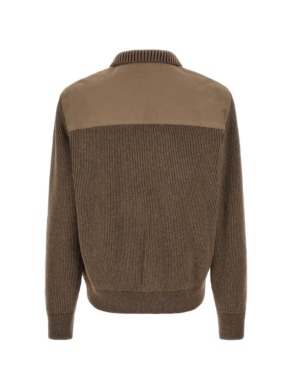 Brioni suede-panel ribbed-knit jacket Bruin