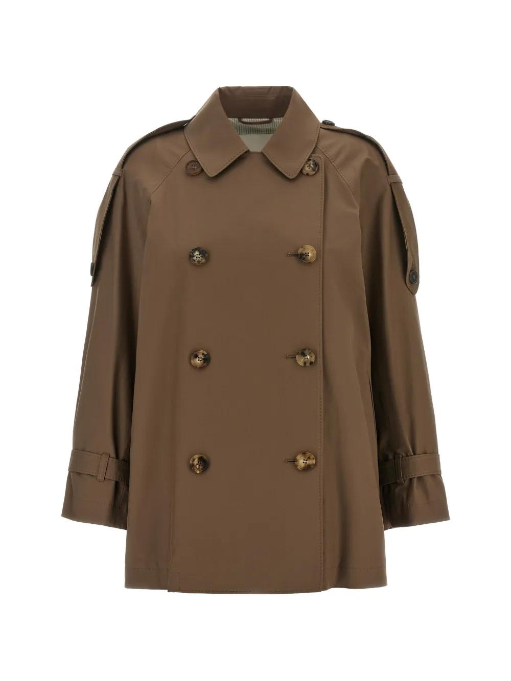 Max Mara Caroline short trench coat in water-repellent twill Brown Bruin