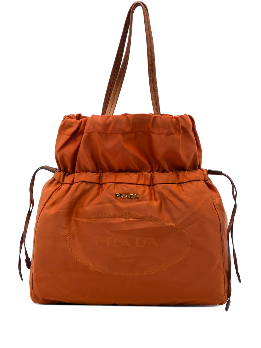 Prada Pre-Owned 2010-2026 Tessuto Logo Drawstring tote bag - Arancione