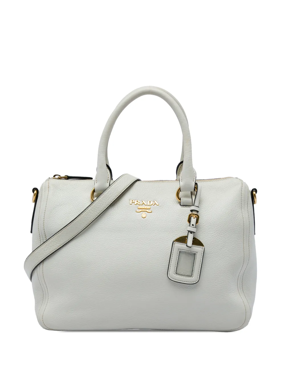 Prada Pre-Owned 2010-2026 Vitello Daino Zip Top satchel - Bianco