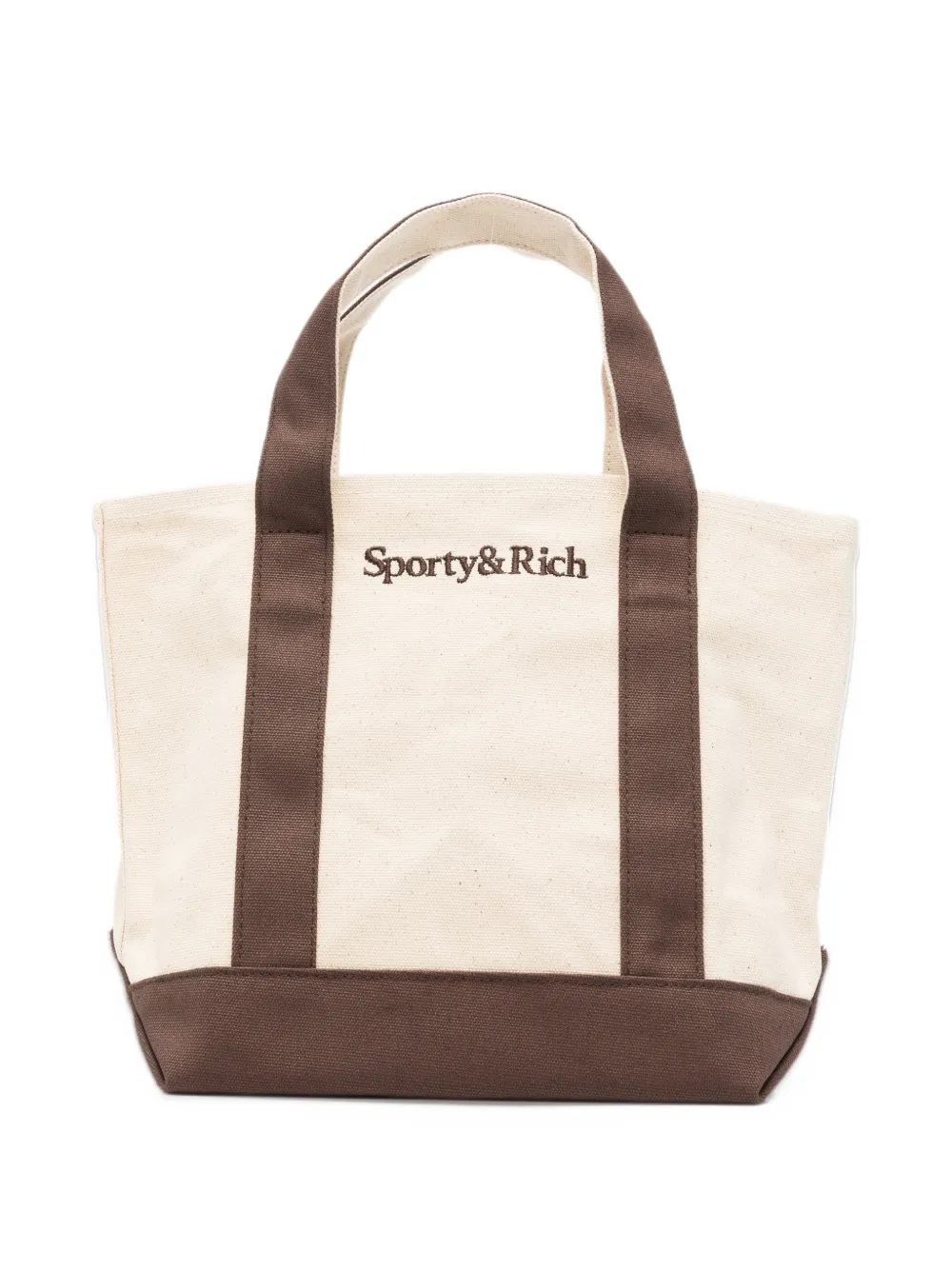 Sporty & Rich mini logo-embroidered tote bag - Tons neutres Sporty & Rich mini logo-embroidered tote bag - Tons neutres