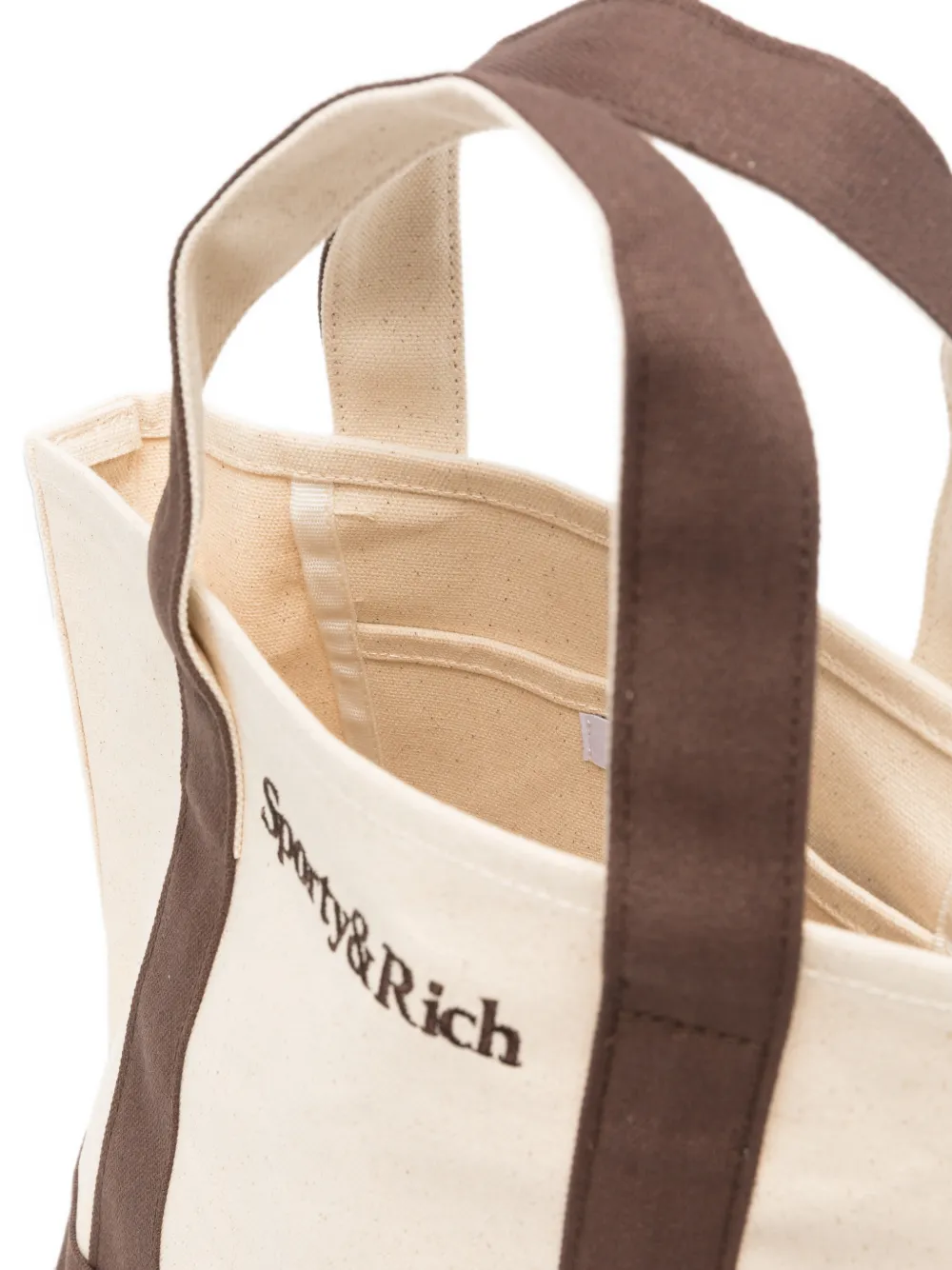 Sporty & Rich mini logo-embroidered tote bag Beige