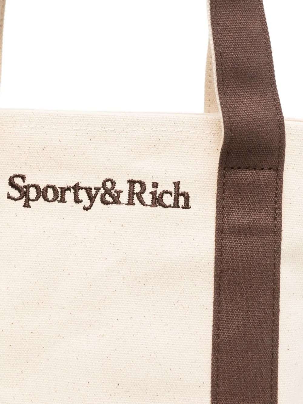 Sporty & Rich mini logo-embroidered tote bag Beige