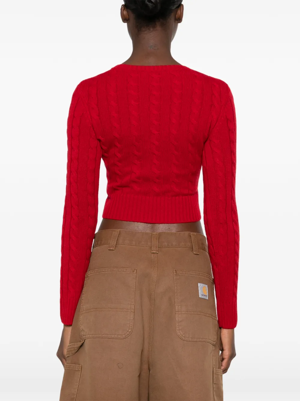 Sporty & Rich Jala cable-knit cropped sweater Rood