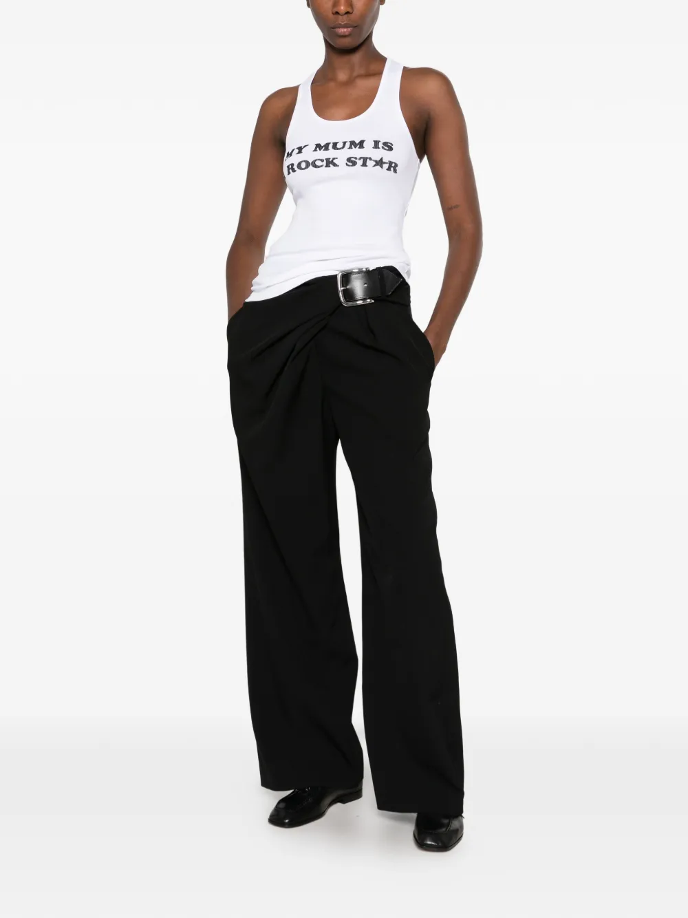 Stella McCartney slogan-print racerback tank top Wit