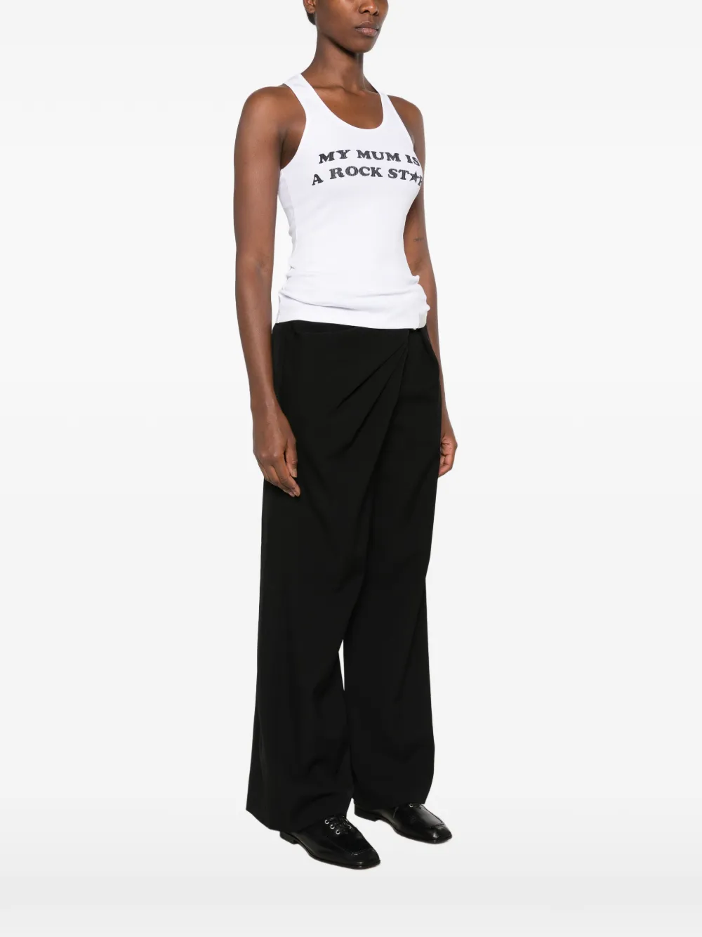 Stella McCartney slogan-print racerback tank top Wit