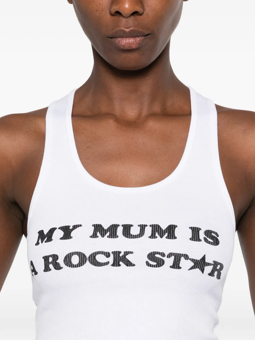 Stella McCartney slogan-print racerback tank top Wit