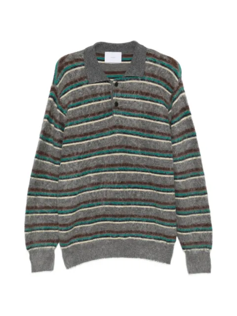 ssstein striped polo-collar sweater