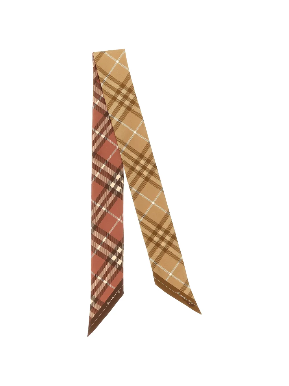 Burberry skinny contrast Check silk scarf Beige