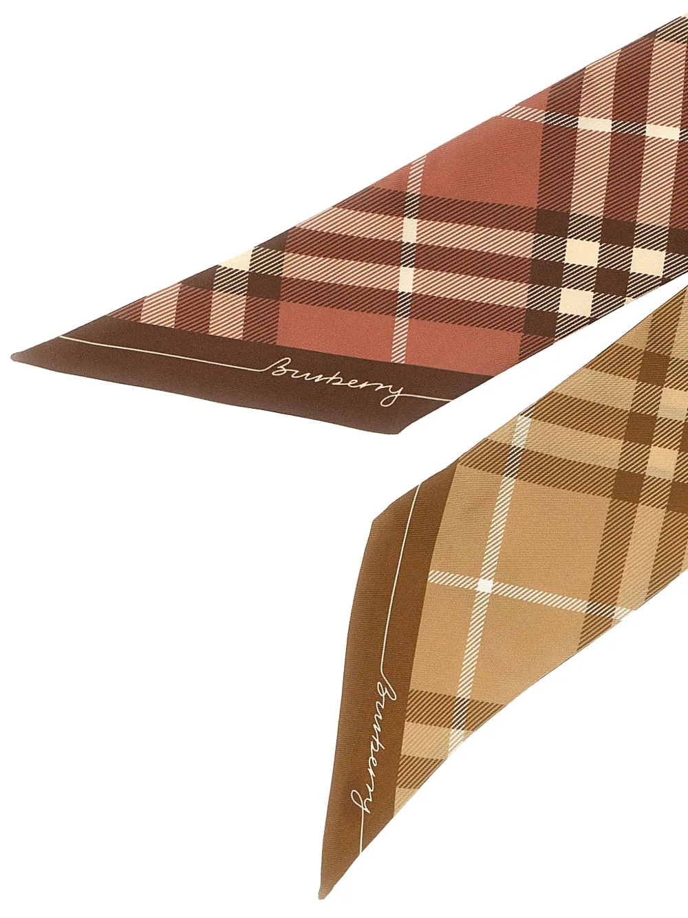 Burberry skinny contrast Check silk scarf Beige