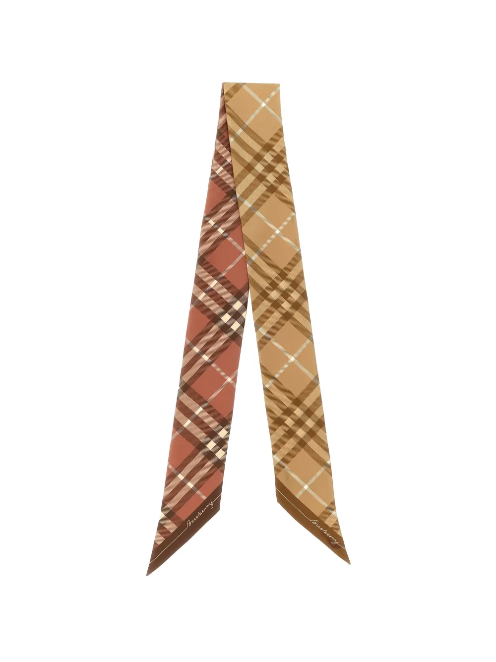 Burberry skinny contrast Check silk scarf Beige
