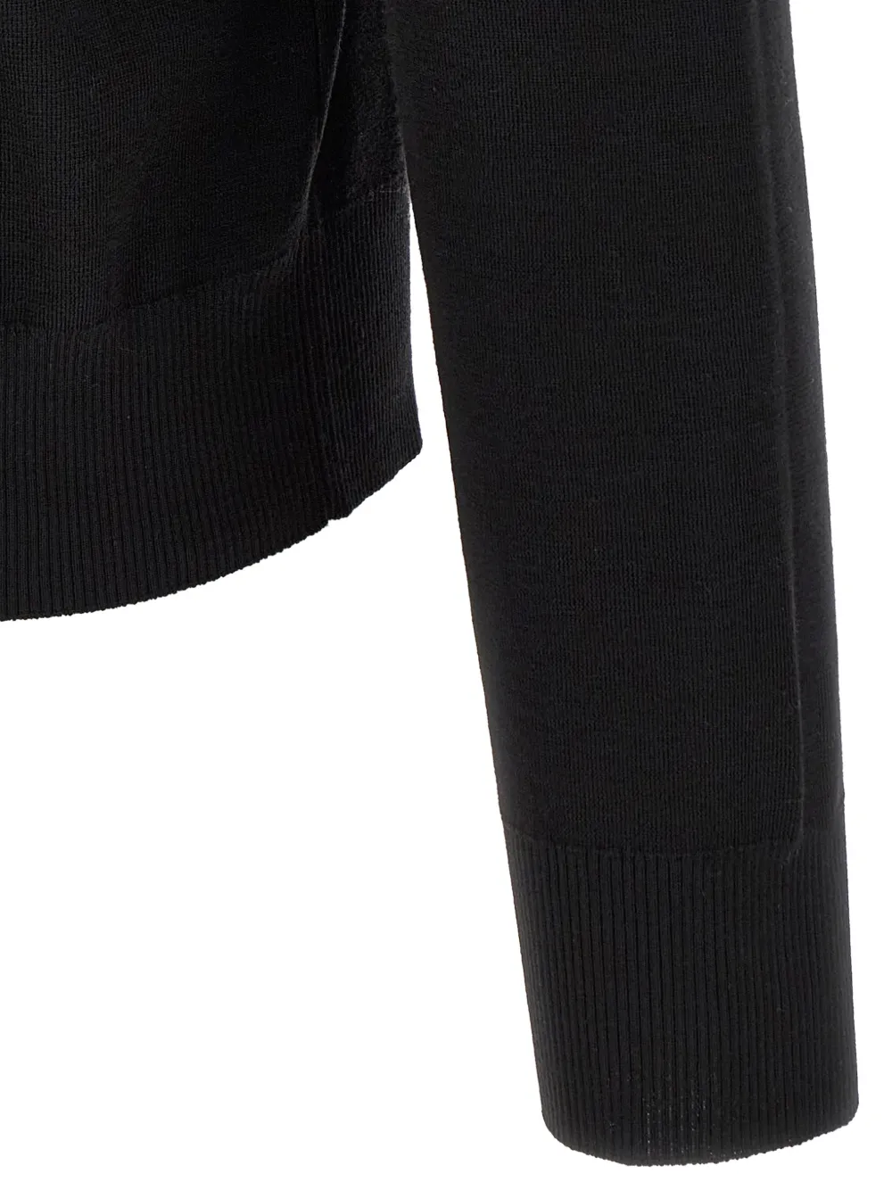 Burberry check trim wool half-zip sweater Zwart