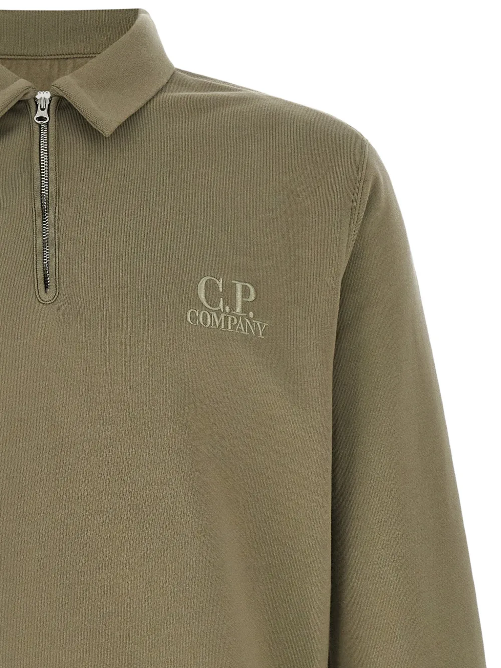 C.P. Company half-zip logo-embroidered sweater Groen