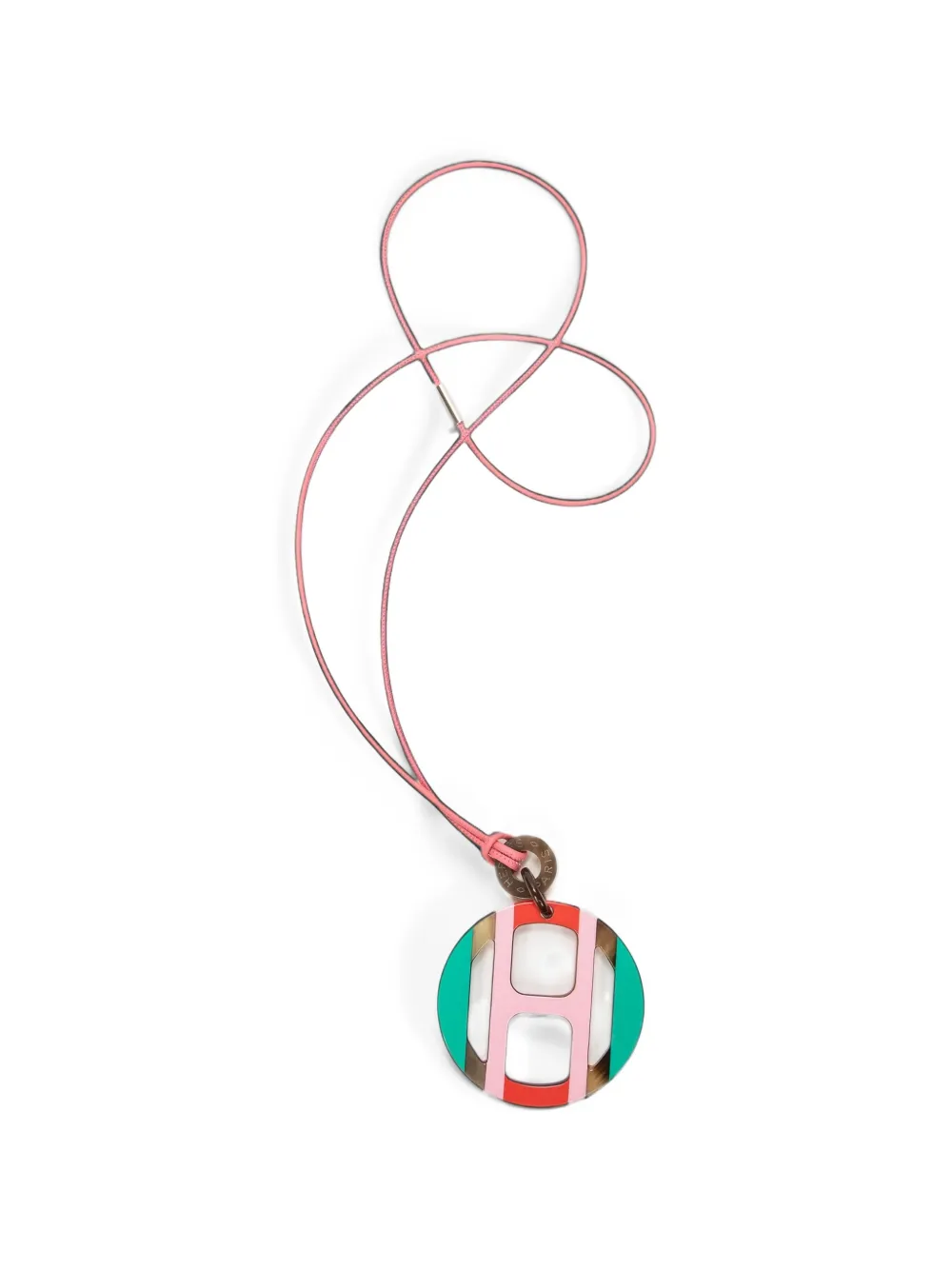Hermès Pre-Owned H Equipe lacquered pendant necklace - Rosa