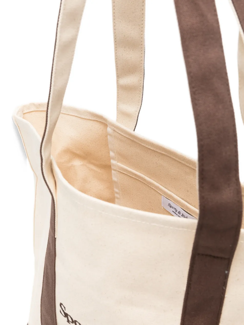 Sporty & Rich medium Mona logo-embroidered tote bag Beige