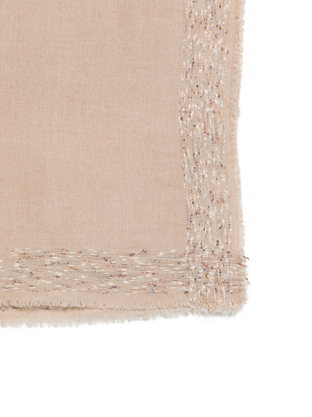 Faliero Sarti fringed bouclé-trim scarf Beige