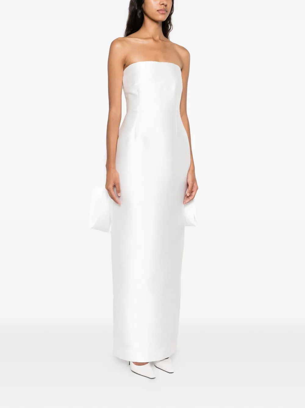 Solace London Dandridge strapless bow-detail maxi dress Wit