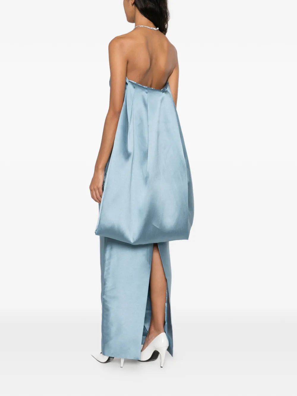 Solace London Dandridge strapless oversized-bow maxi dress Blauw