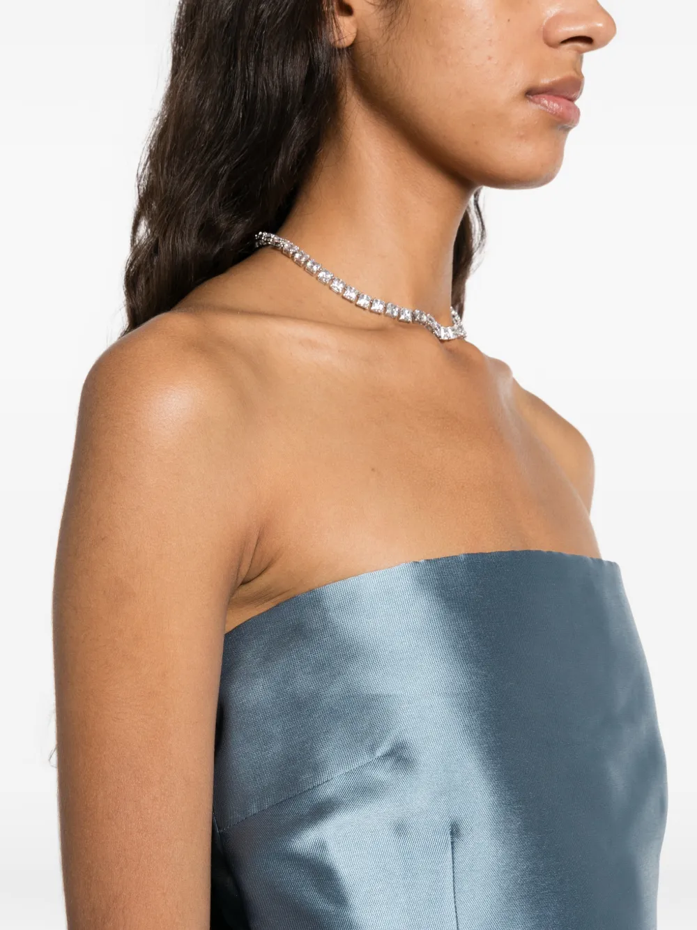 Solace London Dandridge strapless oversized-bow maxi dress Blauw