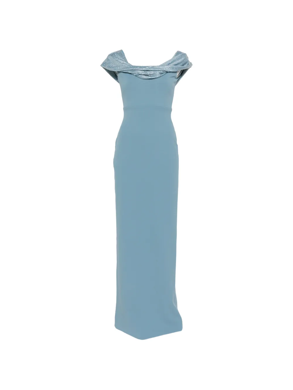 Solace London Cardinale crystal-embellished draped maxi dress - Blu