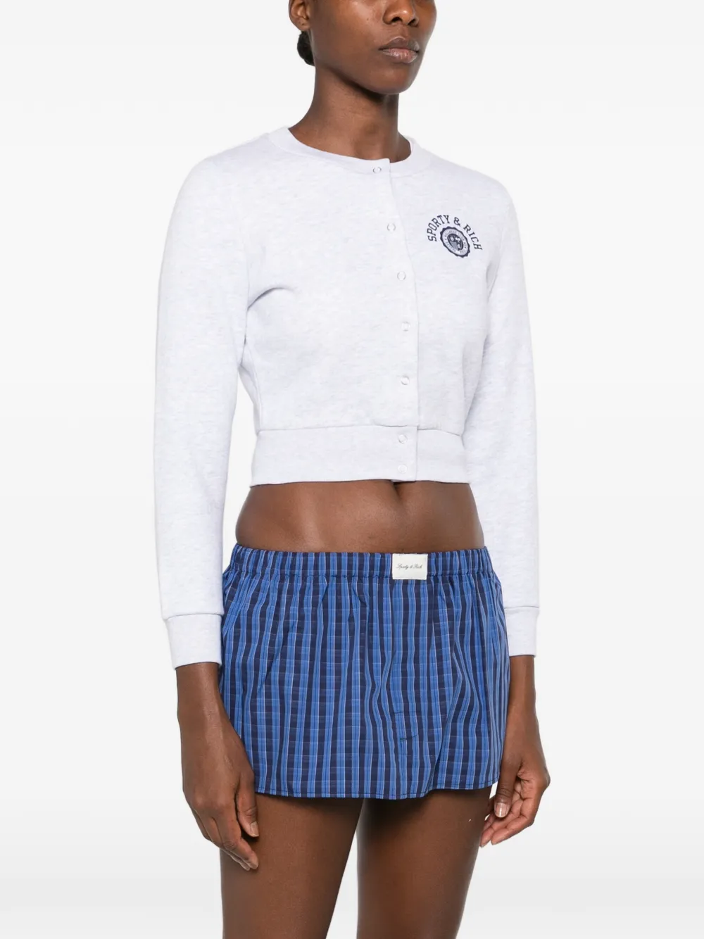 Sporty & Rich logo-print cropped sweatshirt Grijs