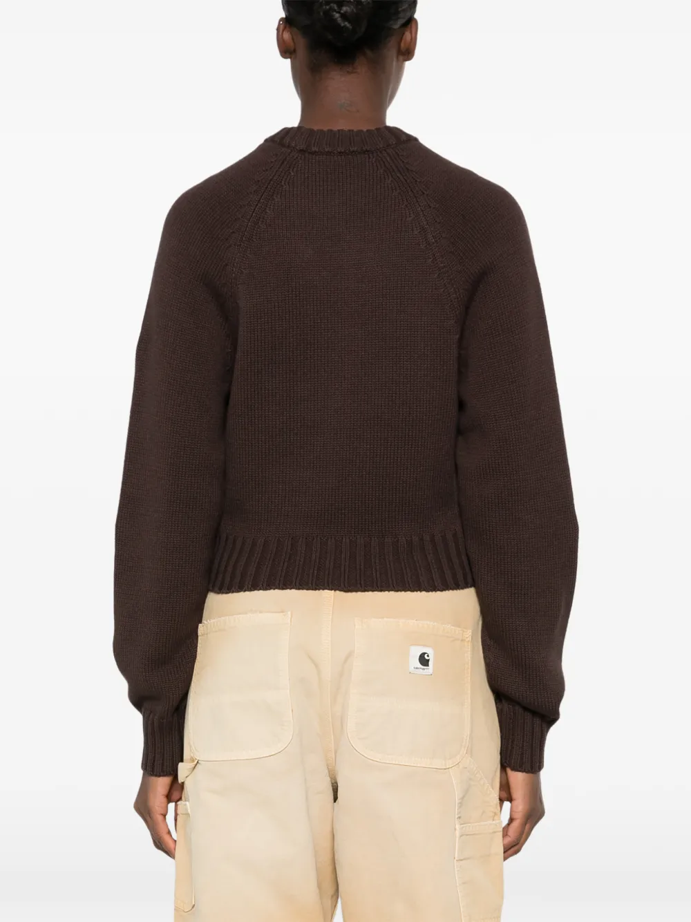 Sporty & Rich equestrian-embroidered raglan-sleeve sweater Bruin