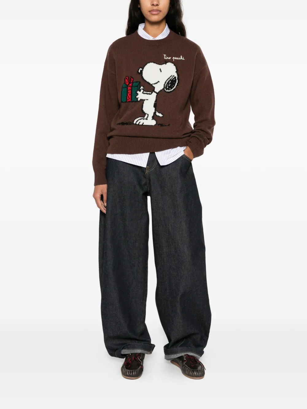 MC2 Saint Barth x Peanuts Snoopy-intarsia knit sweater Bruin