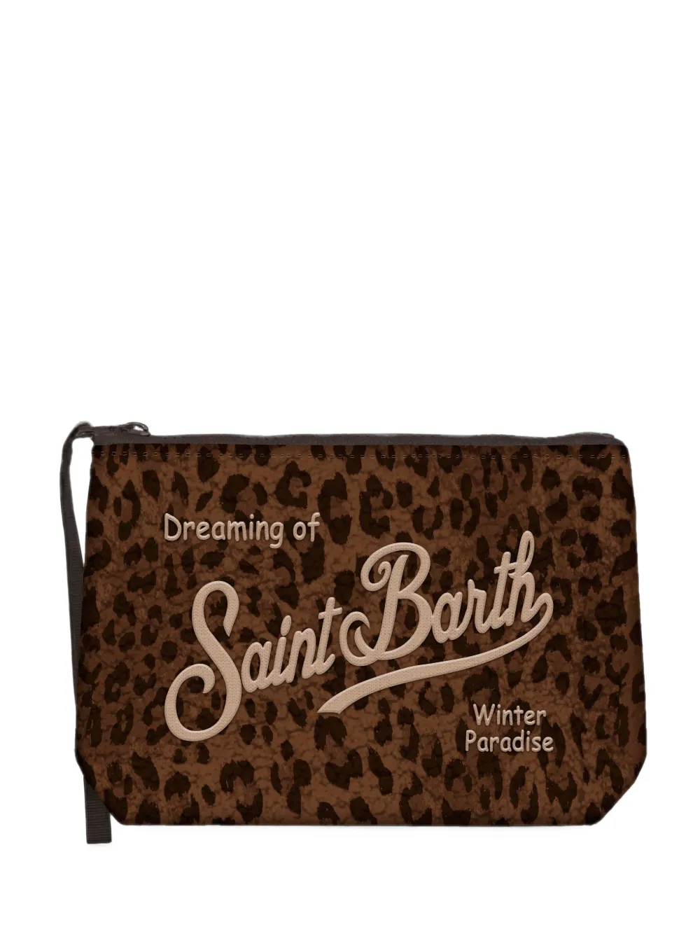 MC2 Saint Barth Aline leopard-print logo-embroidered clutch bag Bruin