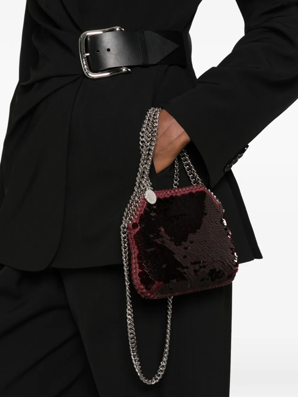 Stella McCartney Falabella sequin-embellished shoulder bag Rood