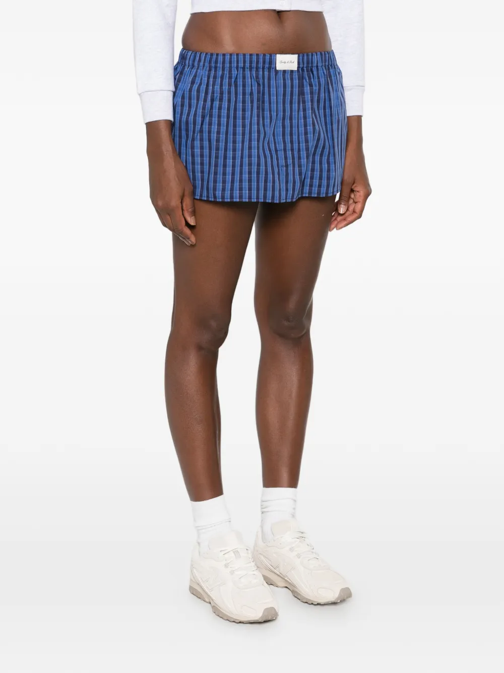 Sporty & Rich check-pattern mini skirt Blauw