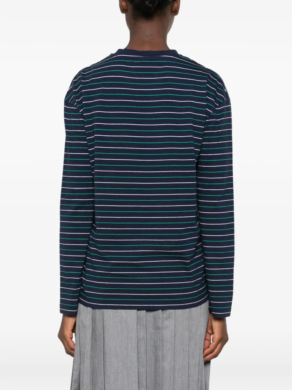 Sporty & Rich striped-pattern long-sleeve T-shirt Blauw