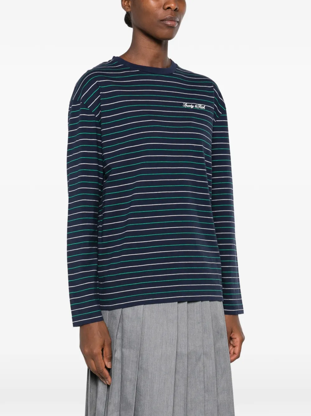 Sporty & Rich striped-pattern long-sleeve T-shirt Blauw