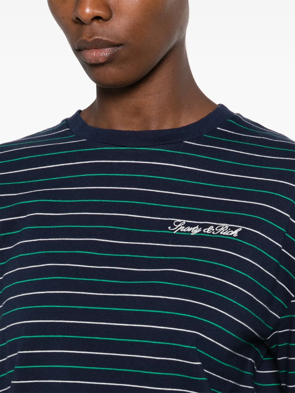 Sporty & Rich striped-pattern long-sleeve T-shirt Blauw