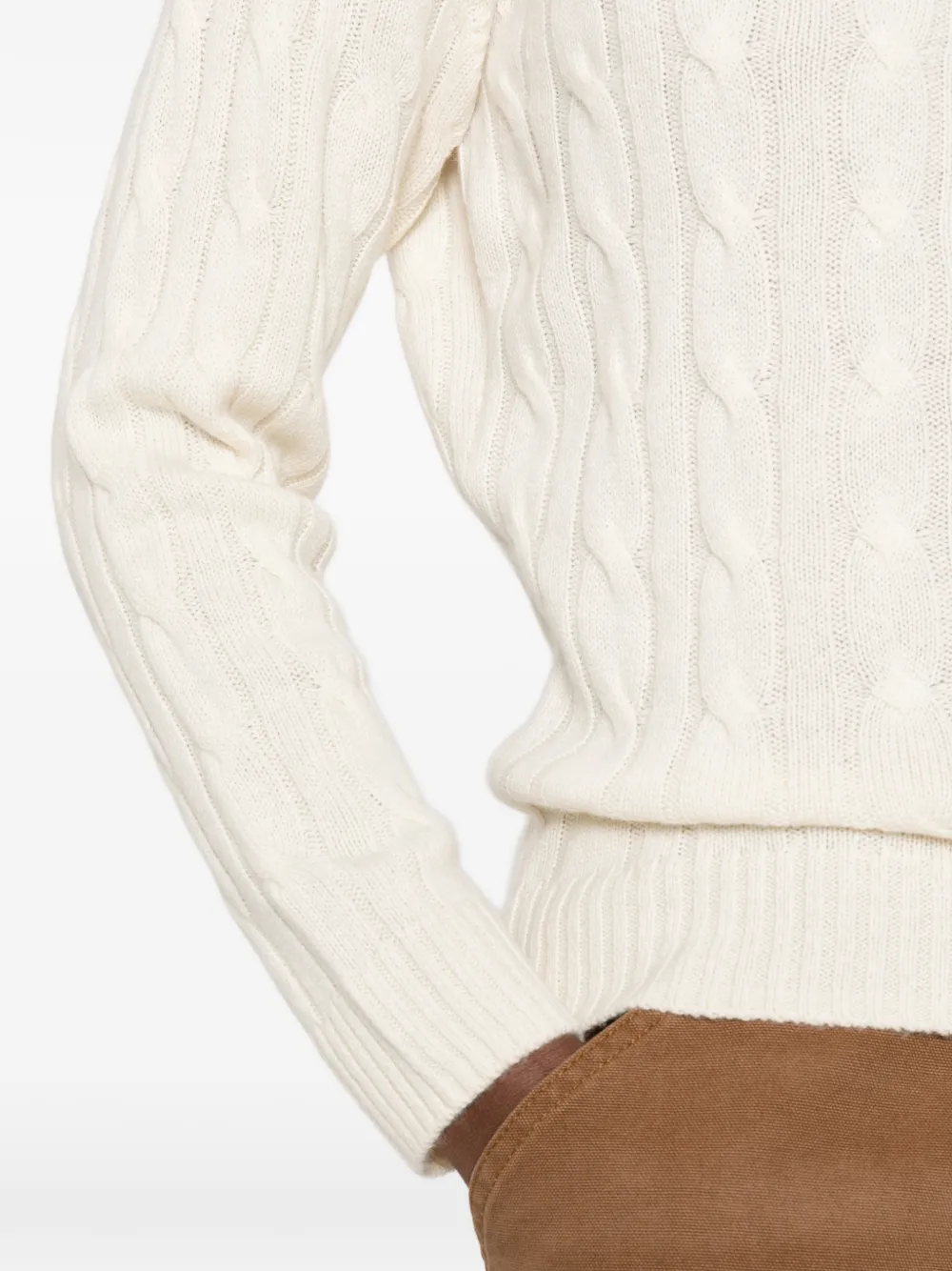 Sporty & Rich Ivan cable-knit V-neck sweater Beige