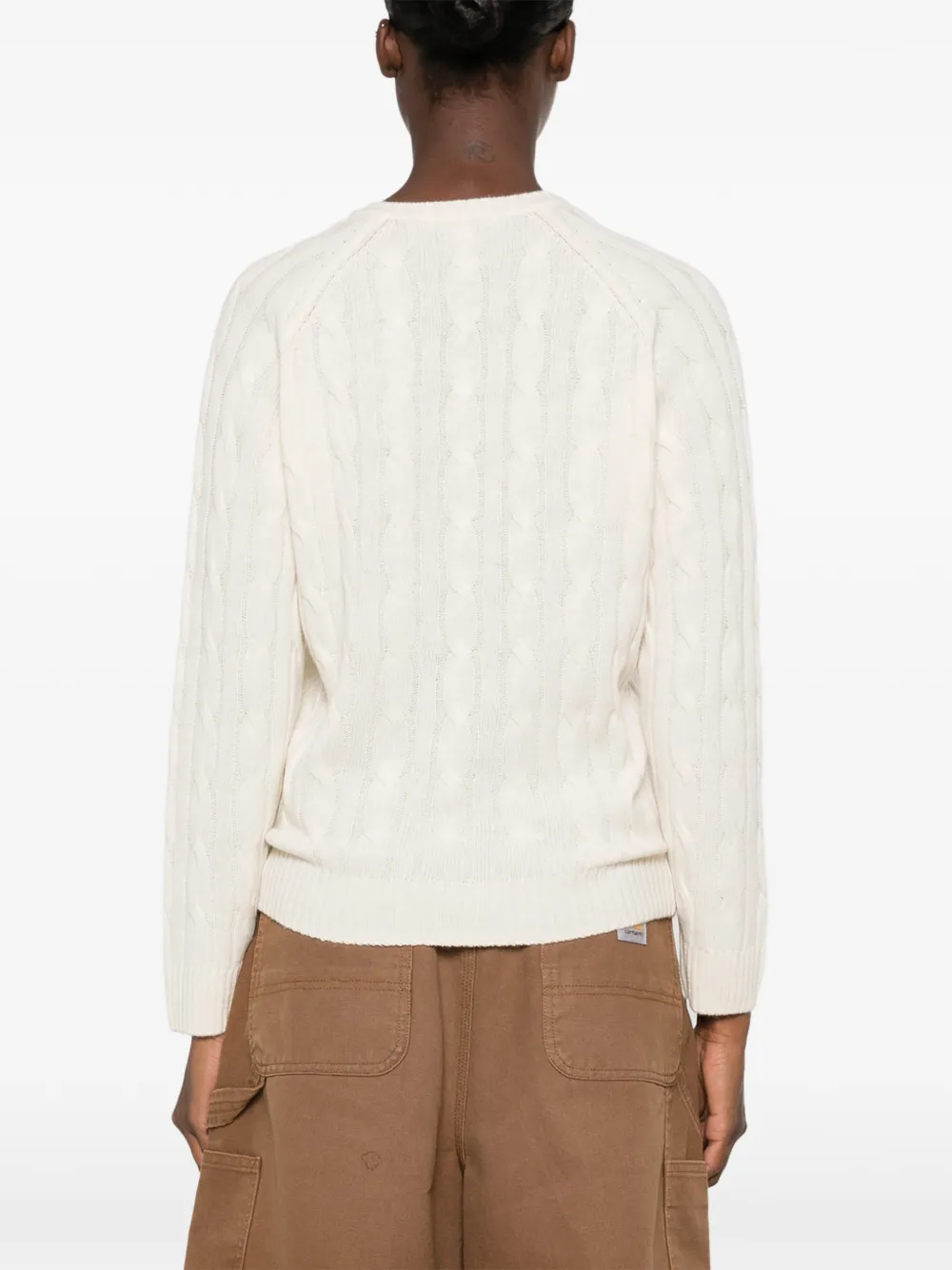 Sporty & Rich Ivan cable-knit V-neck sweater Beige