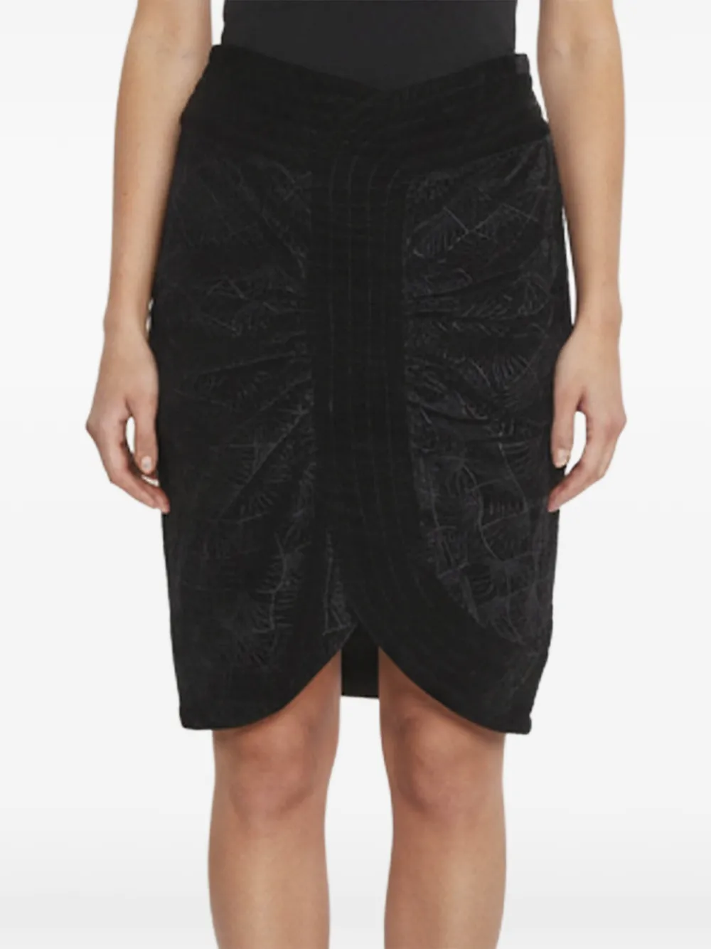 Emporio Armani Pre-Owned ruched velvet mini skirt - Nero