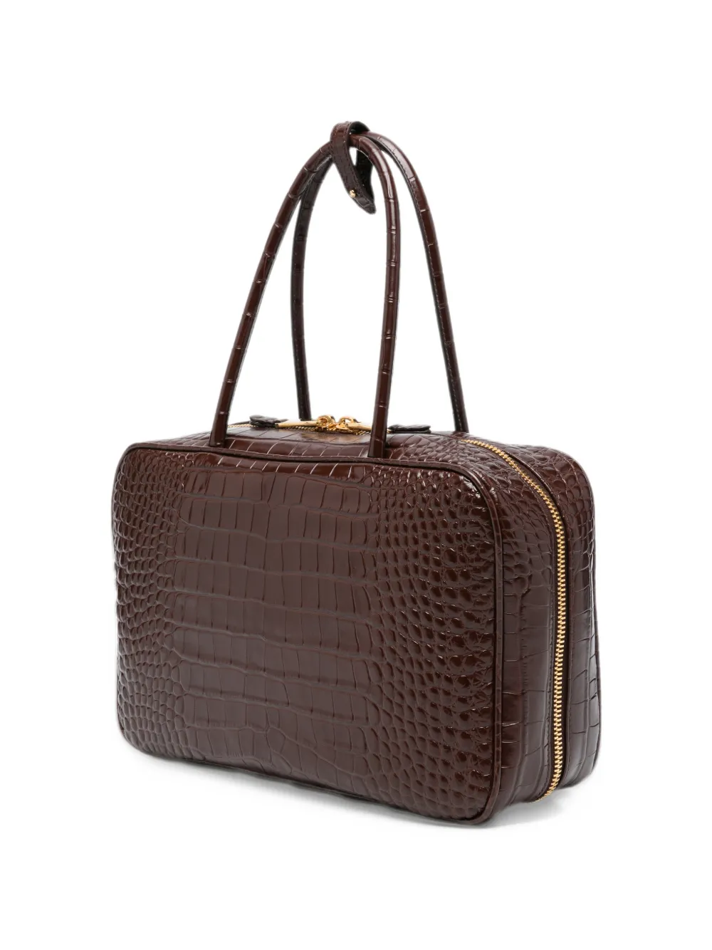 Miu croc-effect leather tote bag Bruin