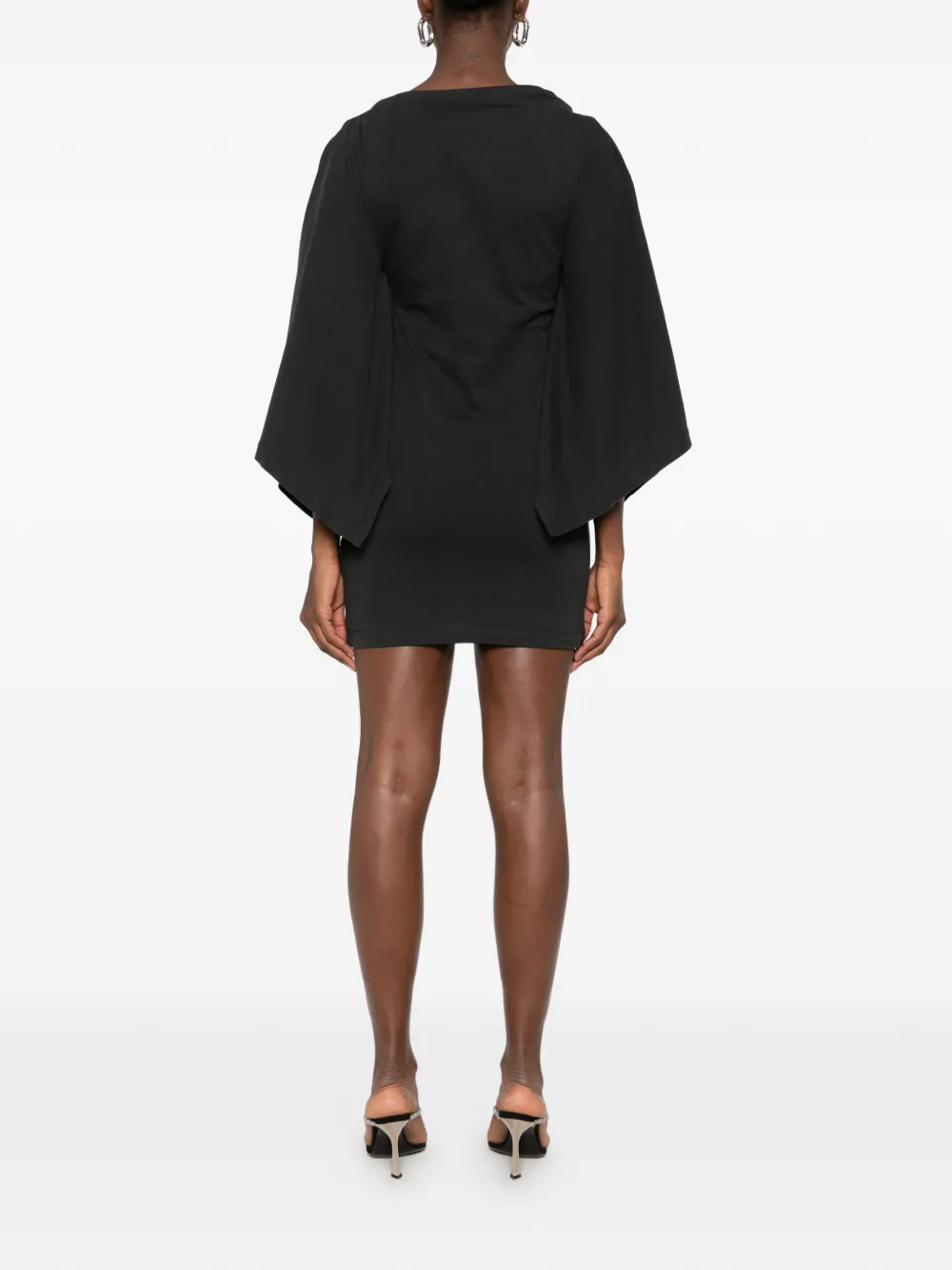 Alexander Wang graphic-print cape-sleeve mini dress Zwart