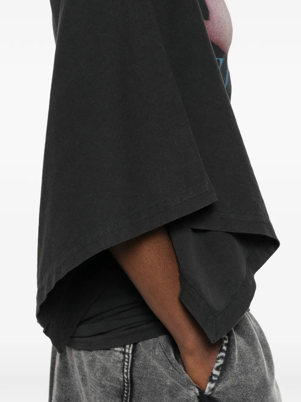 Alexander Wang graphic-print cape-sleeve mini dress Zwart