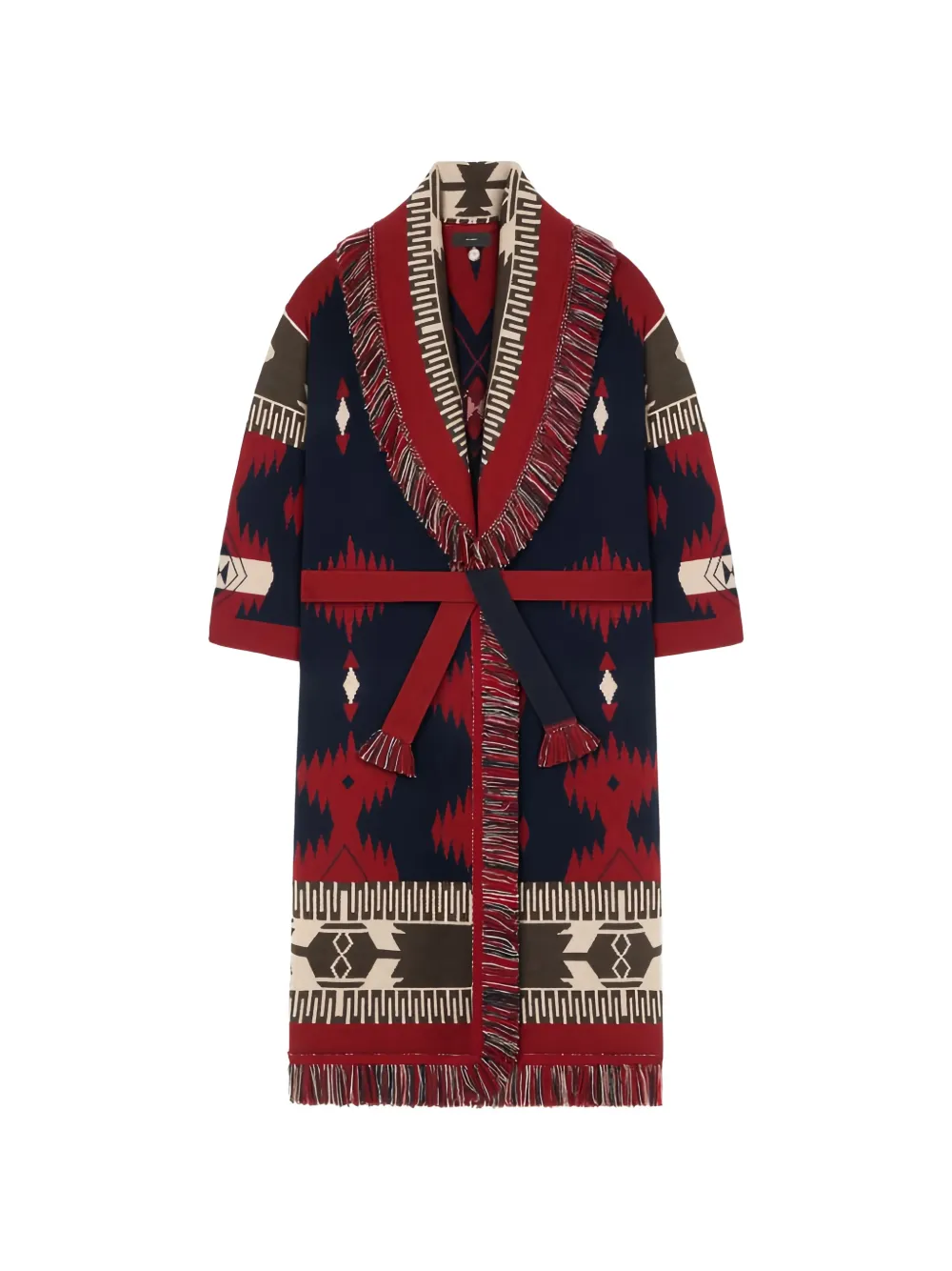 Alanui Iron jacquard fringe-trim coat Blauw