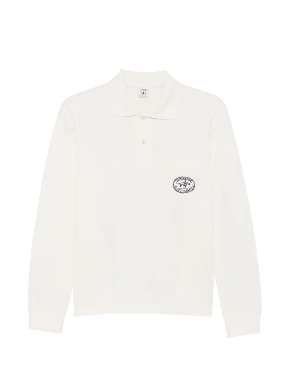 Sporty & Rich Perry logo-patch long-sleeve polo shirt Beige