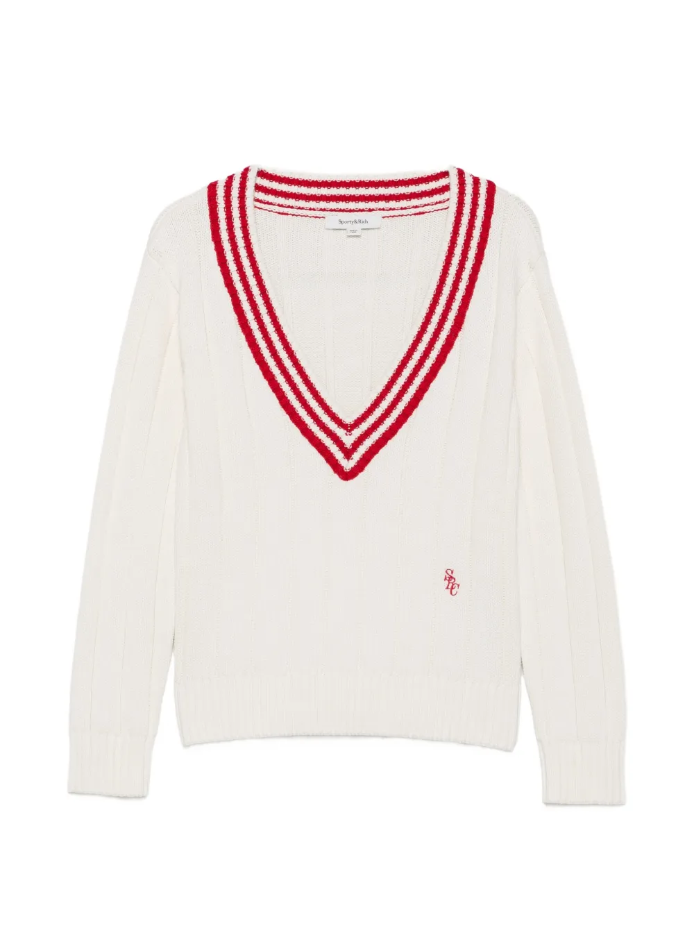 Sporty & Rich Item ribbed-knit striped-trim sweater - Bianco