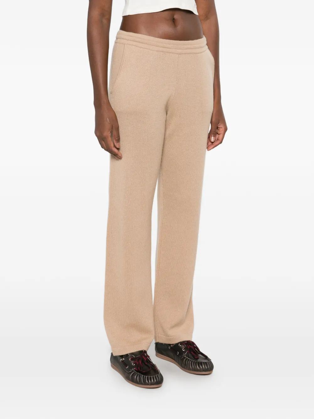 Sporty & Rich Ivana logo-embroidered track pants Beige