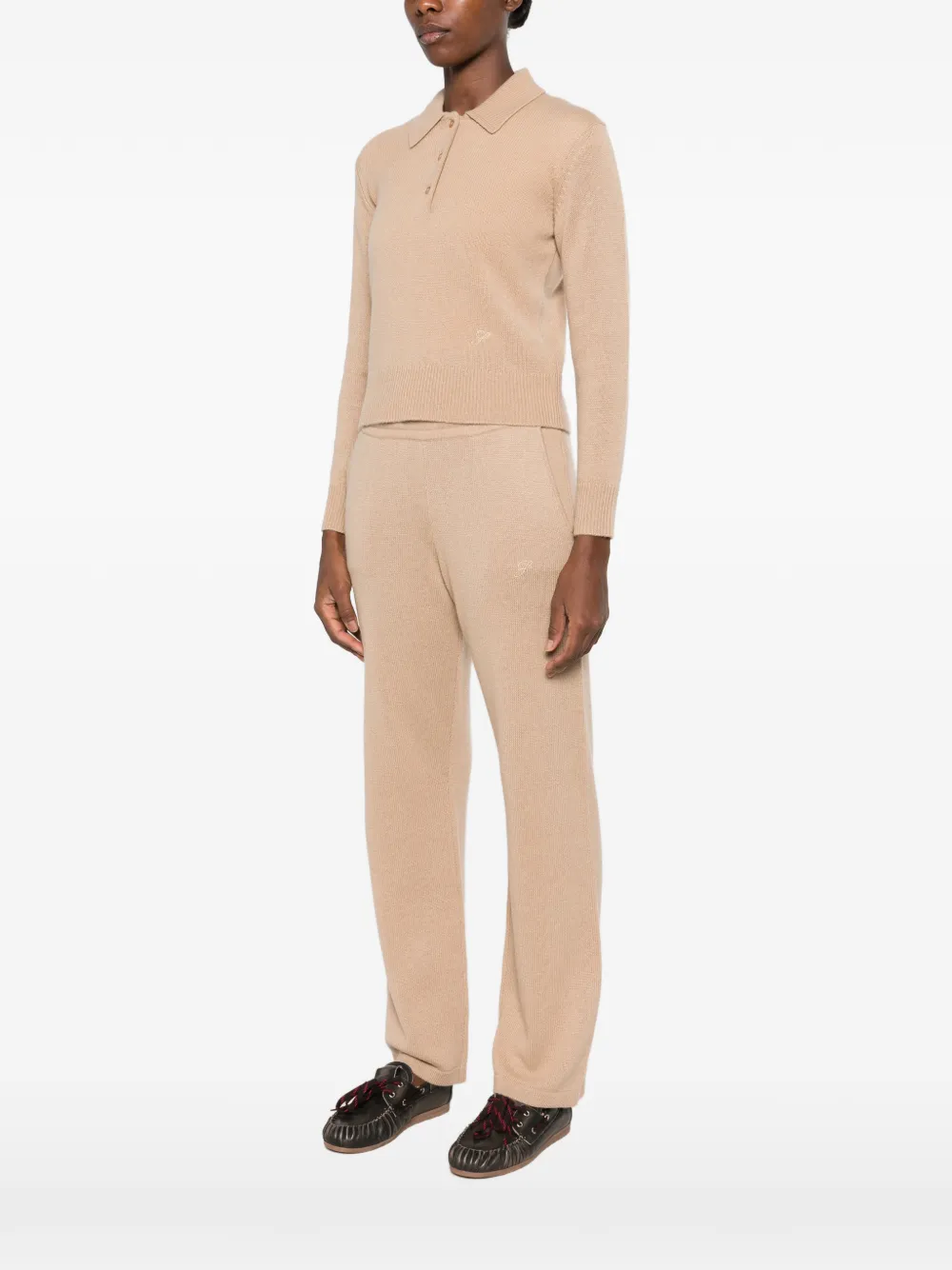 Sporty & Rich Izar ribbed-knit polo shirt Bruin