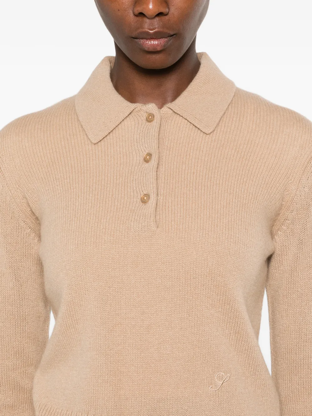 Sporty & Rich Izar ribbed-knit polo shirt Bruin