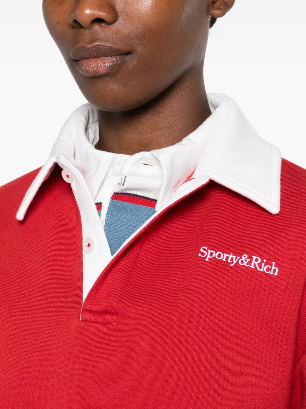 Sporty & Rich Evin logo-print polo shirt Rood