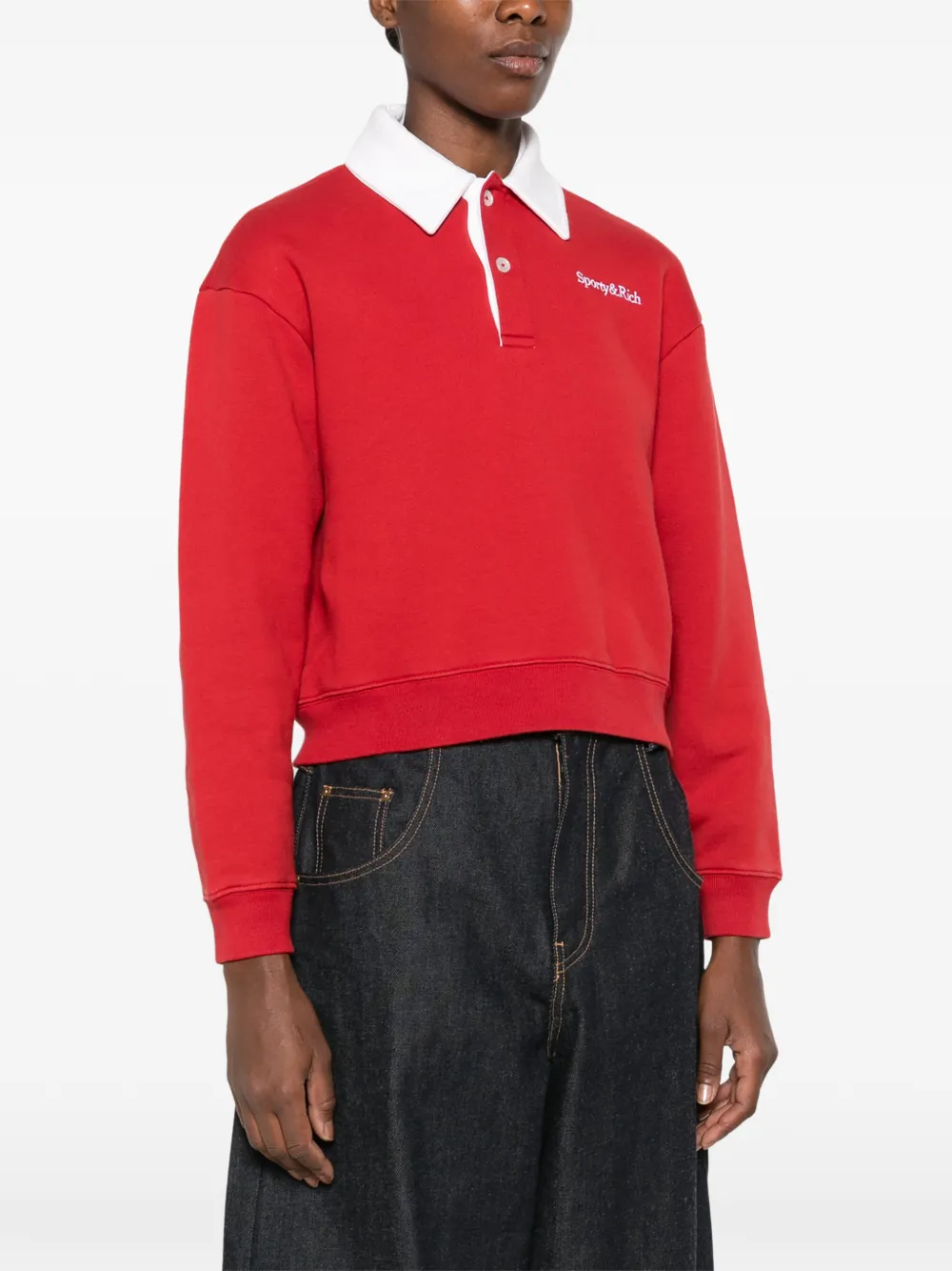Sporty & Rich Evin logo-print polo shirt Rood