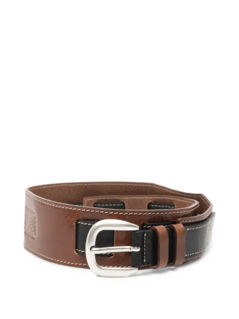 Namacheko layered contrast-stitch belt