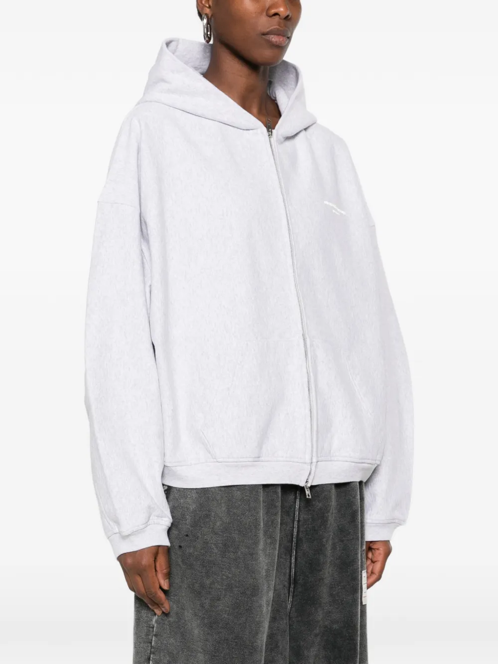 Alexander Wang logo-print zip-up hoodie Grijs