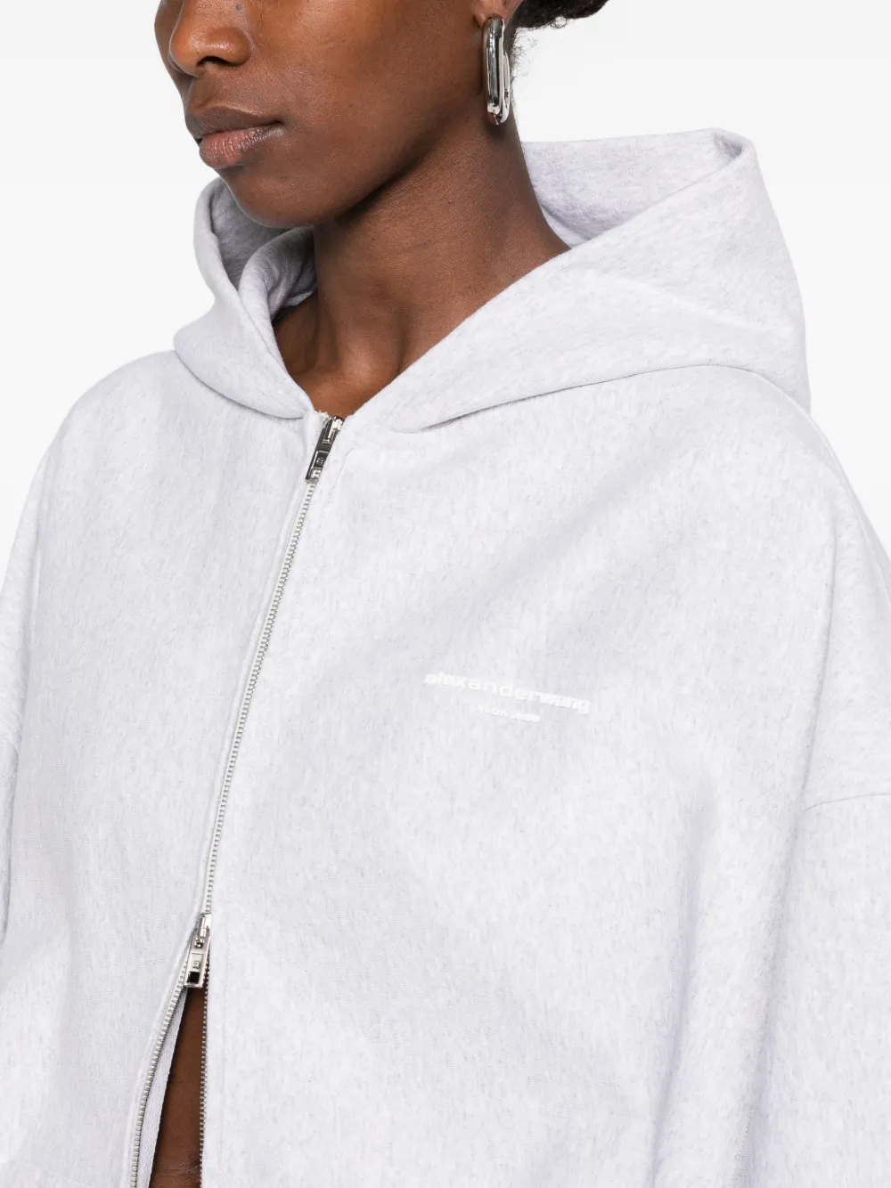 Alexander Wang logo-print zip-up hoodie Grijs